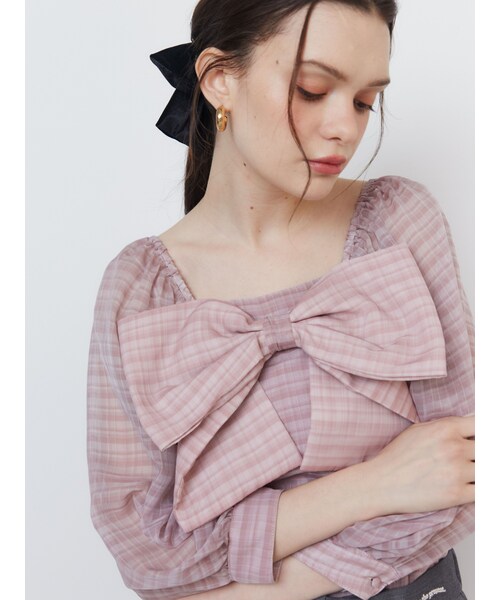 CALNAMUR（カルナムール）の「3WAY PLAID RIBBON BL/3WAYプレイドリボンブラウス（シャツ/ブラウス・レディース・ホワイト/ピンク/ブラウン・F）」の11枚目の写真