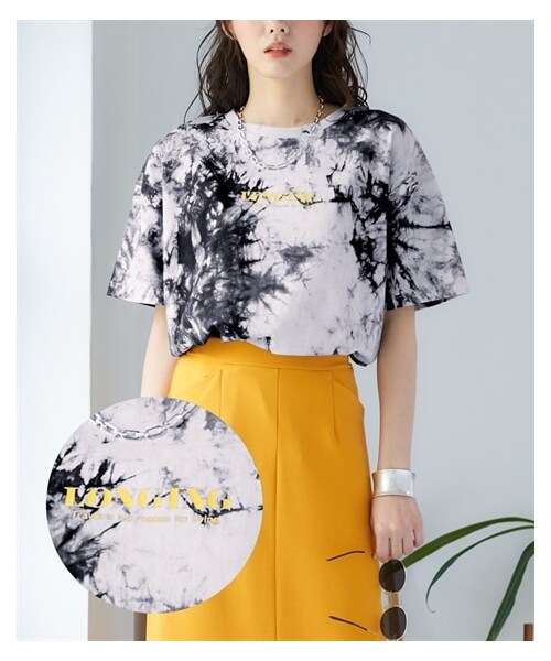 nissen（ニッセン）の「大きいサイズ 綿100％ゆるシルエットタイダイプリントTシャツ（Tシャツ/カットソー・レディース・オレンジ系/マリンブルー系/黒系・L~LL相当/3L~4L相当/5L~6L相当/8L相当/10L相当/不要1/不要2/不要3）」の14枚目の写真