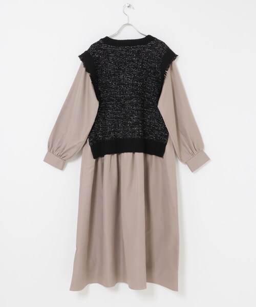 ITEMS URBANRESEARCH(アイテムズ アーバンリサーチ)の「ツイードニットドッキングワンピース(ワンピース・レディース・BLK×WHT/BLK・FREE)」の12枚目の写真
