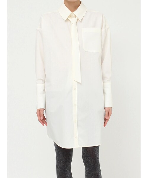 LAGUNAMOON（ラグナムーン）の「タイセットミニシャツワンピース（シャツワンピース・レディース・ホワイト/ブルー・F）」の2枚目の写真