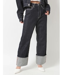 GYDA | H/W GYDIESセルビッチワイドデニムパンツ(デニムパンツ)