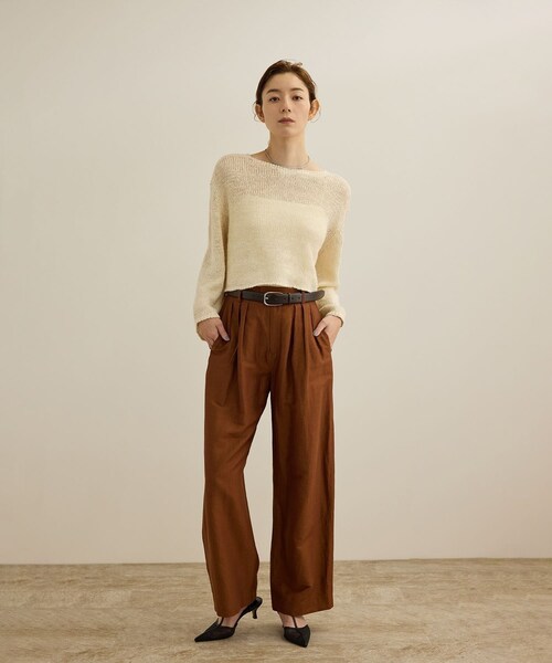 ROPE'（ロペ）の「【洗える】スラブリネン ボートネックプルオーバー（ニット/セーター・レディース・ホワイト/ベージュ/ターコイズ・F）」の12枚目の写真