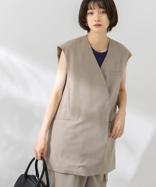 KBF（ケイビーエフ）の「ラウンドノーカラージレ（テーラードジャケット・レディース・YELLOW/IVORY/GREIGE・one）」の20枚目の写真