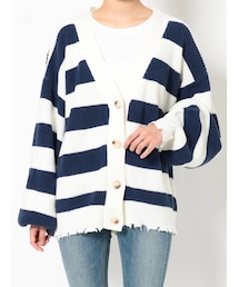 GYDA | ボーダー LOOSEニットカーディガン(カーディガン/ボレロ)