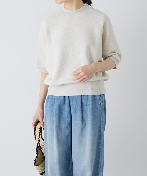 かぐれ（カグレ）の「コットンリヨセル半袖スウェット（スウェット・レディース・LIGHT GRAY/OATMEAL/NAVY・Free）」の2枚目の写真