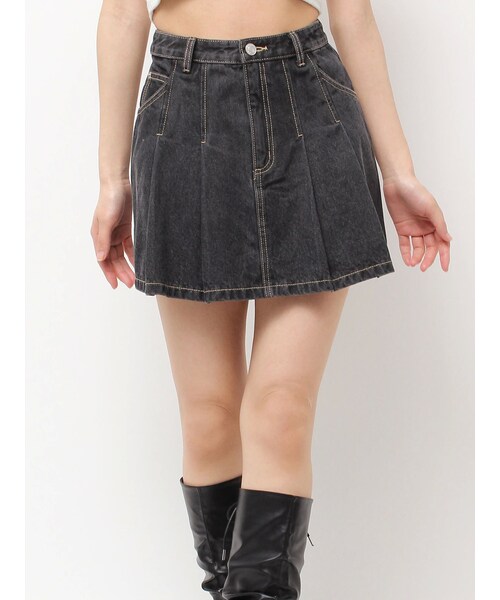 EATME（イートミー）の「FRONTプリーツデニムスカート（デニムスカート・レディース・ブラック/ブルー/アイスブルー・S/M）」の3枚目の写真