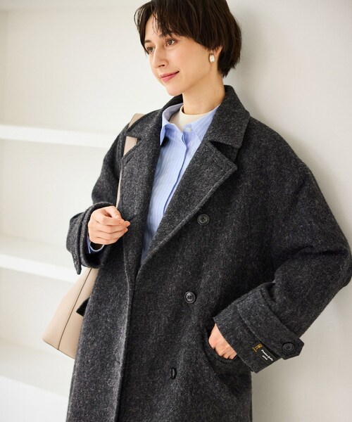 ROPE' PICNIC(ロペピクニック)の「JAPAN FABRIC スタンドカラーロングコート/一部WEB限定カラー(チェスターコート・レディース・ブラック系/グレー/ライトグレー/ベージュ系・F)」の15枚目の写真