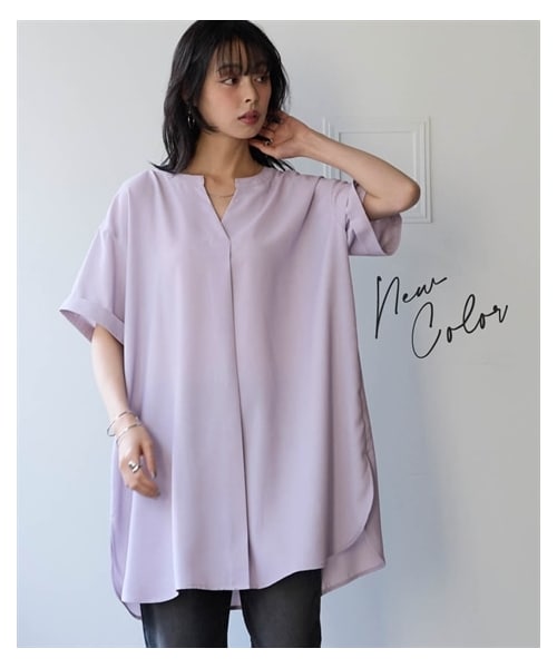 nissen（ニッセン）の「とろみブロードスキッパーチュニック（イージーケア・吸汗速乾）＜大きいサイズ有＞（チュニック・レディース・オフホワイト/チャコール/ブルー/ライトグレー/ラベンダー/モスグリーン・L/LL/3L/4L/5L/6L/8L/10L/M/S）」の18枚目の写真
