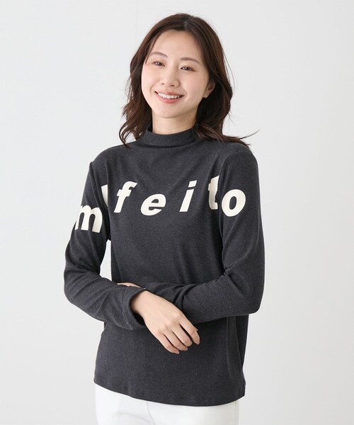 Jayro(ジャイロ)の「ロゴ入りボトルネックプルオーバー(Tシャツ/カットソー・レディース・ブラック/チャコール/グレー/ホワイト系/レッド・F)」の3枚目の写真