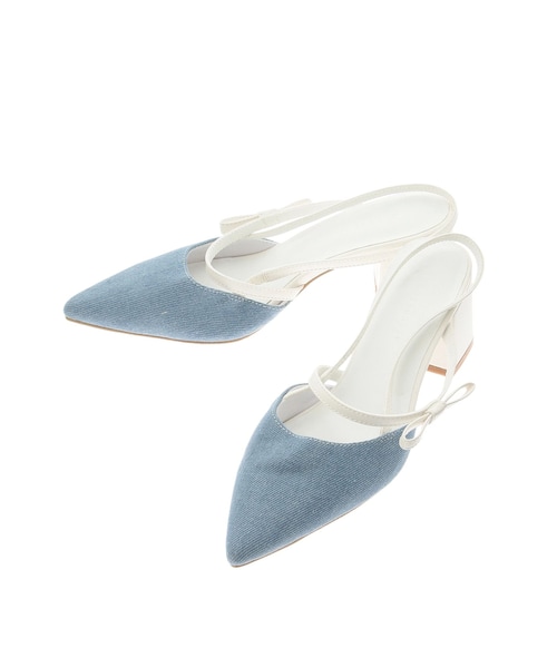 MERCURYDUO（マーキュリーデュオ）の「デニムポインテッドミュール（その他シューズ・レディース・オフホワイト/インディゴ・23.5/24.5/36/38）」の6枚目の写真