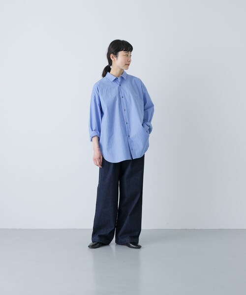 かぐれ（カグレ）の「ハイツイストコットンレギュラーシャツ（シャツ/ブラウス・レディース・BLUE/NAVY・Free）」の10枚目の写真