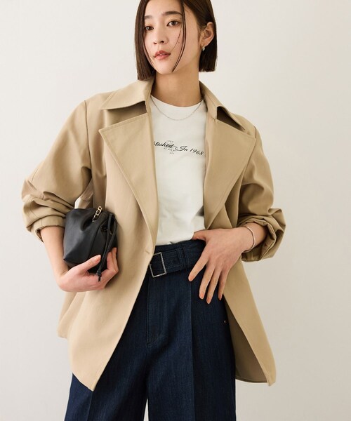 ROPE'（ロペ）の「【撥水加工】ライトミドル丈トレンチコート（トレンチコート・レディース・オフホワイト/ベージュ・F）」の3枚目の写真