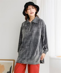 nissen | 大きいサイズケーブルフリースビッグシルエットハーフジップチュニック(チュニック)