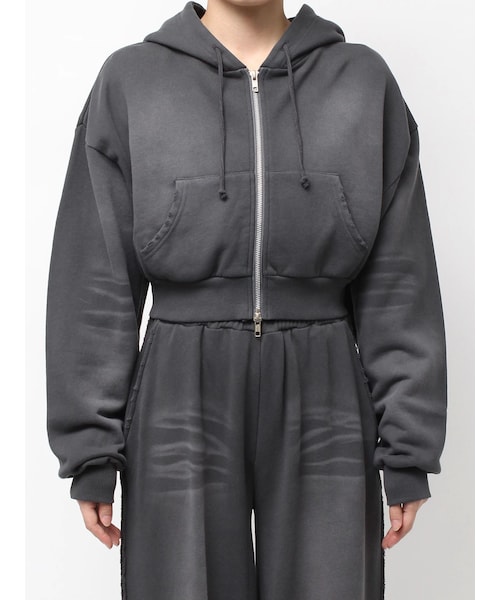 EMODA（エモダ）の「シェービングショートジップフーディ（パーカー・レディース・ライトグレー/グレー/ブラック・F）」の10枚目の写真