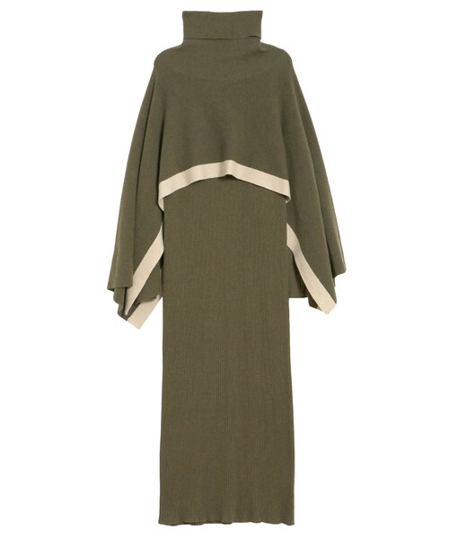 ELENDEEK（エレンディーク）の「LINE PONCHO SET KNIT OP（ワンピース・レディース・ブラック/イエロー/ベージュ/カーキ・01/02）」の7枚目の写真