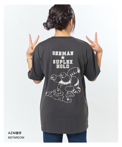 nissen（ニッセン）の「＜大きいサイズ＞アニマルプロレスＴシャツ（スターダムコラボ）（Tシャツ/カットソー・レディース・すみ黒/オフホワイト/モカ・L/LL/3L/4L/5L）」の9枚目の写真