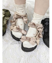 merry jenny | ribbonギャザーベルクロサンダル(サンダル)