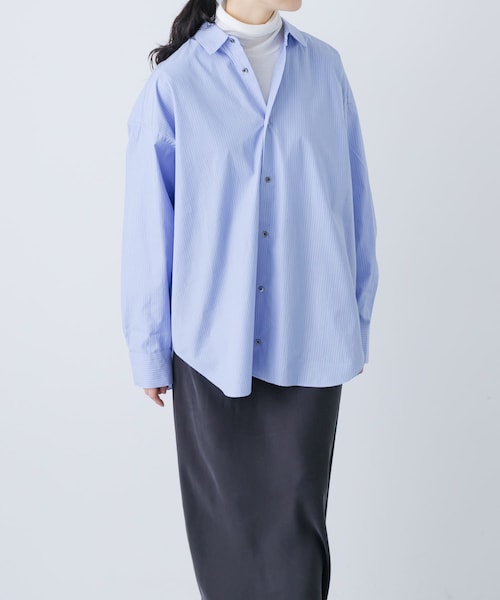 かぐれ（カグレ）の「コットンストライプレギュラーシャツ（シャツ/ブラウス・レディース・BLUE・Free）」の7枚目の写真