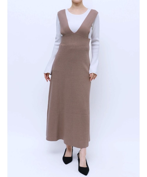 RESEXXY（リゼクシー）の「コルセットフレアニットジャンスカ（ジャンパースカート・レディース・アイボリー/ブラック/ピンク・F）」の5枚目の写真