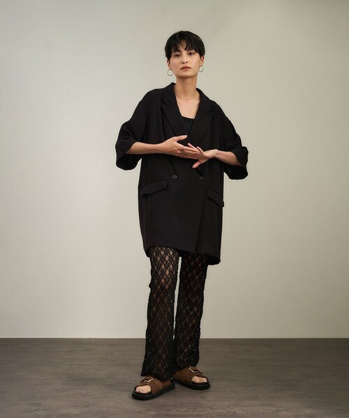 ADAM ET ROPE'（アダムエロペ）の「シアーレースレギンス［ストレッチ］（レギンス/スパッツ・レディース・ブラック/オフホワイト/ブラウン系・F）」の20枚目の写真