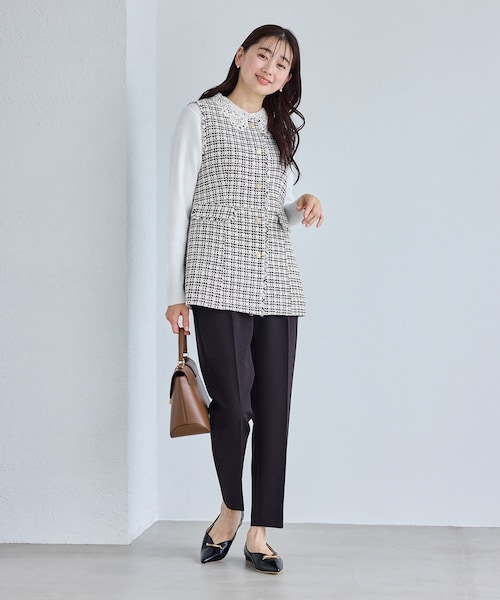 ROPE' PICNIC(ロペピクニック)の「【WEB限定カラー】ツイード金ボタンジレベスト/セレモニー対応・リンクコーデ(ベスト・レディース・ブラック系/ライトグレー/オフホワイト/ネイビー・F)」の11枚目の写真