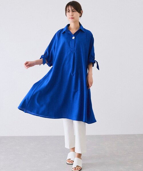 Jayro（ジャイロ）の「袖リボンワンピース（ワンピース・レディース・ブラック/グレー/ベージュ/グリーン/ネイビー/ブルー系/レッド系/イエロー/ダークグリーン/ワイン系/レンガ系・F）」の8枚目の写真