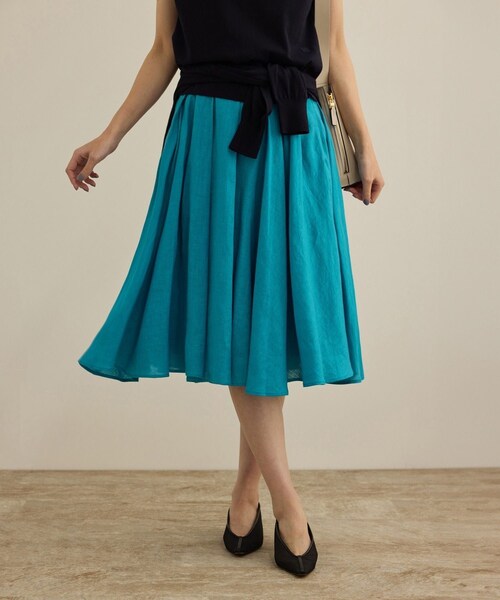 ROPE'（ロペ）の「【洗える】ヨーロピアンリネンフレアスカート/一部セットアップ対応（スカート・レディース・ホワイト/ベージュ/ターコイズ・36/38）」の5枚目の写真