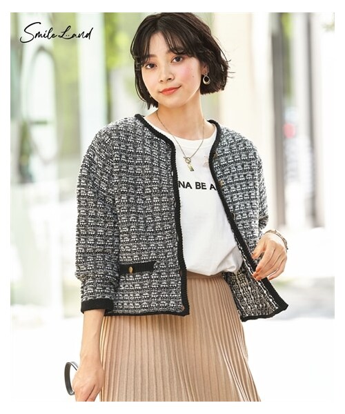 nissen（ニッセン）の「大きいサイズツイード調ニットカーディガン（カーディガン/ボレロ・レディース・ラベンダー系/黒系・L~LL相当/3L~4L相当/5L~6L相当/8L相当/10L相当）」の11枚目の写真