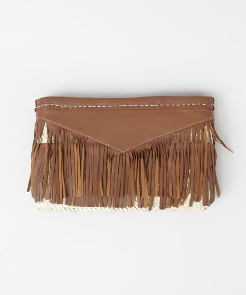 URBAN RESEARCH（アーバンリサーチ）の「Shuku-ran　フリンジクラッチ（クラッチバッグ・レディース・WHITE/BROWN・-）」の4枚目の写真