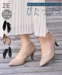 nissen | 【ぴたっプス】ポインテッドトゥ７cmヒールパンプス（ワイズ２E）(パンプス)