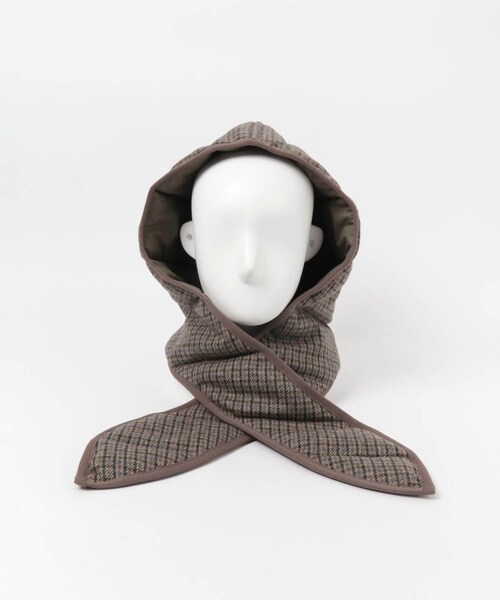 THE GOODLAND MARKET（ザグッドランドマーケット）の「SREU　ウールキルティングフード（ニットキャップ/ビーニー・レディース・BROWN/NAVY・FREE）」の5枚目の写真