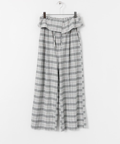 KBF（ケイビーエフ）の「ラップウエストイージーチェックパンツ∴（チノパンツ・レディース・GRAY/BLACK・one）」の3枚目の写真