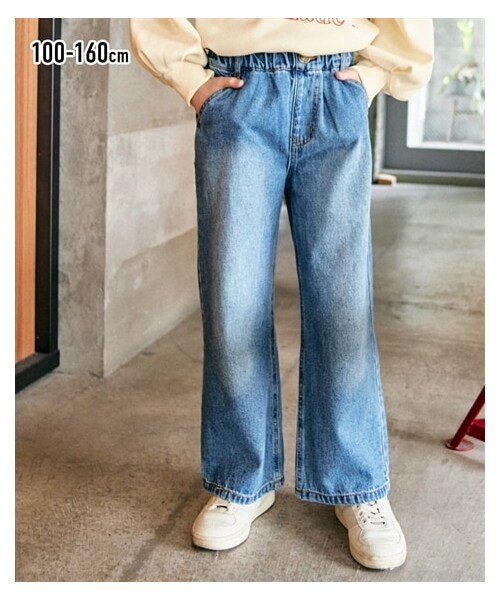 nissen（ニッセン）の「綿１００％デニムワイドパンツ（男の子　女の子　子供服・ジュニア服）（パンツ・キッズ・ブリーチ/ネイビー・100/110/120/130/140/150/160）」の14枚目の写真