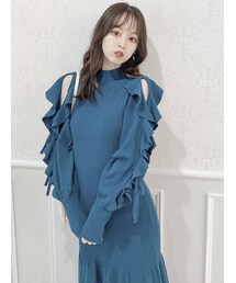 dazzlin | フリルスリーブダブルリボンニットワンピース(ワンピース)