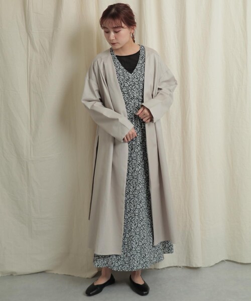 SENSE OF PLACE by URBAN RESEARCH（センスオブプレイスバイアーバンリサーチ）の「ガウンアウター（ノーカラージャケット・レディース・L.OLIVE/GREIGE・one）」の12枚目の写真