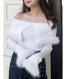 MERCURYDUO | 【WEB限定カラーあり】フェイクファートリミングニット(ニット/セーター)