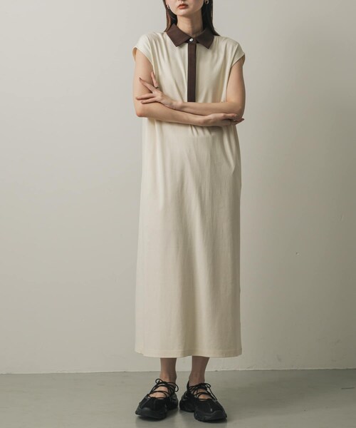 SENSE OF PLACE by URBAN RESEARCH（センスオブプレイスバイアーバンリサーチ）の「カットポロシャツワンピース（ワンピース・レディース・IVORY/CHARCOAL/BROWN・COMPACT/one）」の10枚目の写真