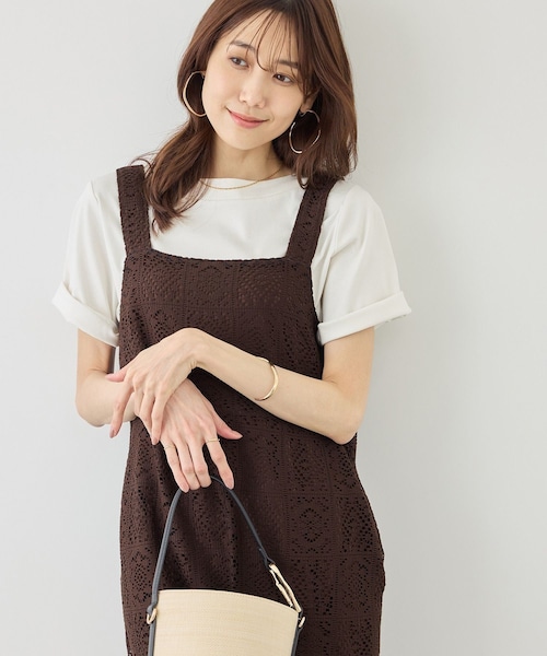 ROPE' PICNIC(ロペピクニック)の「幾何学レースオールインワン(つなぎ/オールインワン・レディース・キナリ/ブラウン・F)」の19枚目の写真