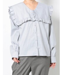 merry jenny | Vネックスクエアカラーフリルブラウス(シャツ/ブラウス)