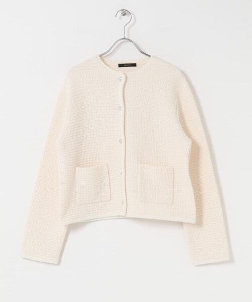 URBAN RESEARCH ROSSO（アーバンリサーチロッソ）の「『WEB/一部店舗限定』ツイードノーカラーニットジャケット（ノーカラージャケット・レディース・OFF/NAVY・Free）」の11枚目の写真