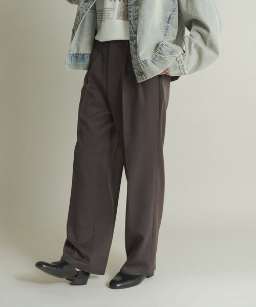 SENSE OF PLACE by URBAN RESEARCH(センスオブプレイスバイアーバンリサーチ)の「ウールライクダブルタックワイドパンツ(その他パンツ・メンズ・BLACK/CHARCOAL/GREIGE/D.NAVY・S/M/L)」の21枚目の写真