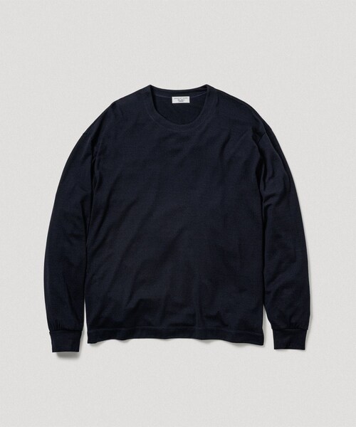 ADAM ET ROPE'（アダムエロペ）の「【NIKKE】ウール天竺 ロングスリーブ ニットTシャツ（Tシャツ/カットソー・メンズ・ブラック/ネイビー・L/M）」の5枚目の写真