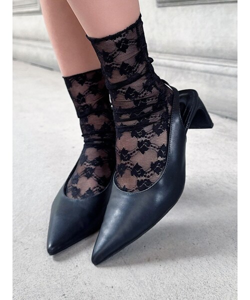 RESEXXY（リゼクシー）の「レースショートソックス（ソックス/靴下・レディース・アイボリー/ブラック・F）」の4枚目の写真