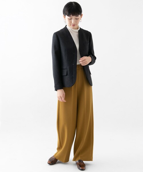 URBAN RESEARCH（アーバンリサーチ）の「WORK NOT WORK　メランジウールHANカラージャケット（ノーカラージャケット・レディース・COYOTE/CHARCOAL・1/2）」の8枚目の写真