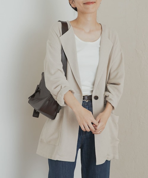 URBAN RESEARCH DOORS(アーバンリサーチドアーズ)の「ウエストドロストジャケット(テーラードジャケット・レディース・BLACK/BEIGE・M)」の2枚目の写真