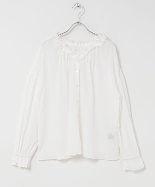 ITEMS URBANRESEARCH(アイテムズ アーバンリサーチ)の「フリルギャザー2WAYブラウス(シャツ/ブラウス・レディース・WHT/CHA・Free)」の1枚目の写真