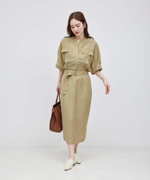 ROPE'（ロペ）の「スキッパーIラインワンピース（ワンピース・レディース・ブラック/ベージュ・36/38）」の18枚目の写真