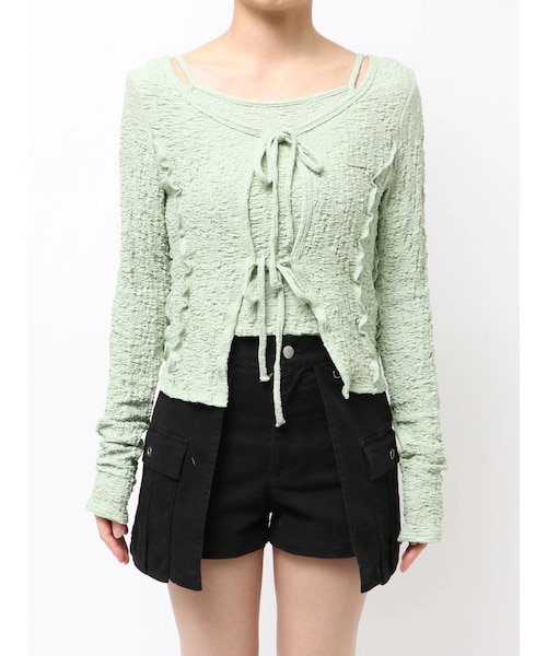 EMODA（エモダ）の「CUT TWIN SET（Tシャツ/カットソー・レディース・ホワイト/グレー/ブラック/ミントグリーン/ネイビー・F）」の4枚目の写真