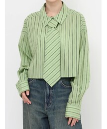 EVRIS | ネクタイデザインクロップドシャツ(シャツ/ブラウス)