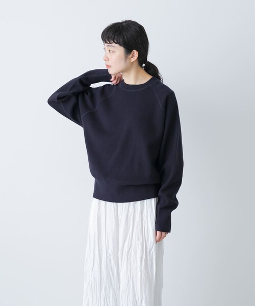 かぐれ（カグレ）の「コットンスウェットニット（ニット/セーター・レディース・LIGHT GRAY/DARK NAVY・Free）」の22枚目の写真